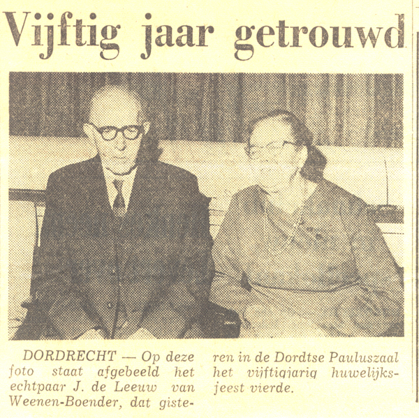 Jan 1893 en Anthounia Pietertje Boender. Foto uit 1971.